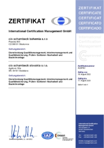 ISO 9001:2015 Zertifikat der schambeck group