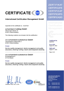 certificate ISO 9001:2015 schambeck group
