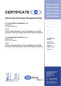 certificate ISO 9001:2015 schambeck group